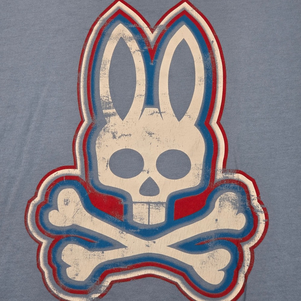 Psycho Bunny Graphic T-Shirt Mens Size 7 XL Blue Pima Cotton Logo Tee - Picture 11 of 12